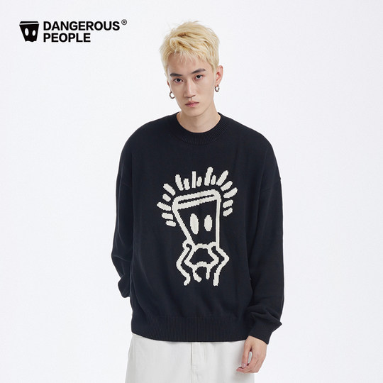 Свободный свитер, ленивый модный вязаный свитер.