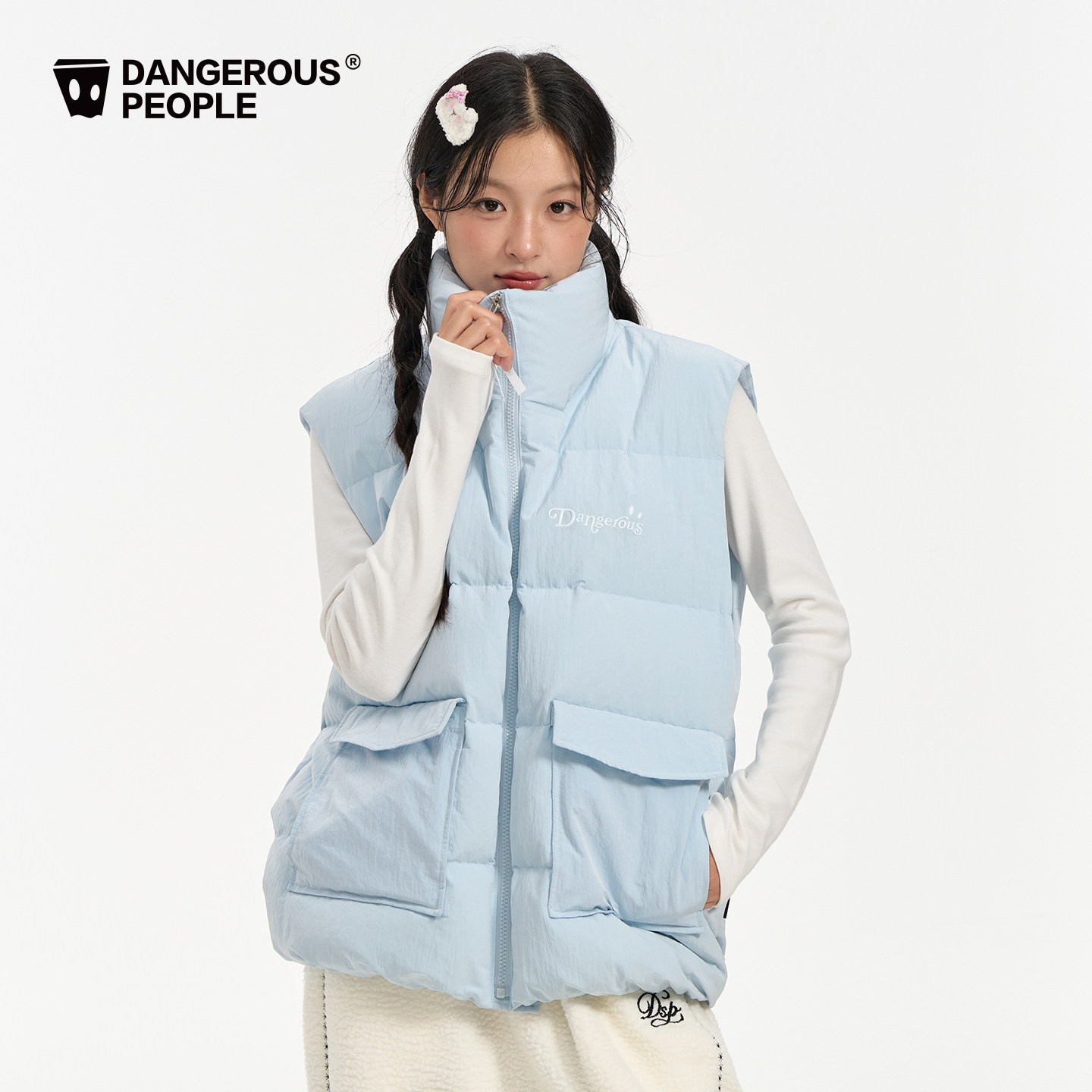 【黄子弘凡同款】Dangerouspeople薛之谦dsp大口袋字母羽绒马甲,淘宝优惠券,粉丝福利购,淘宝优惠卷