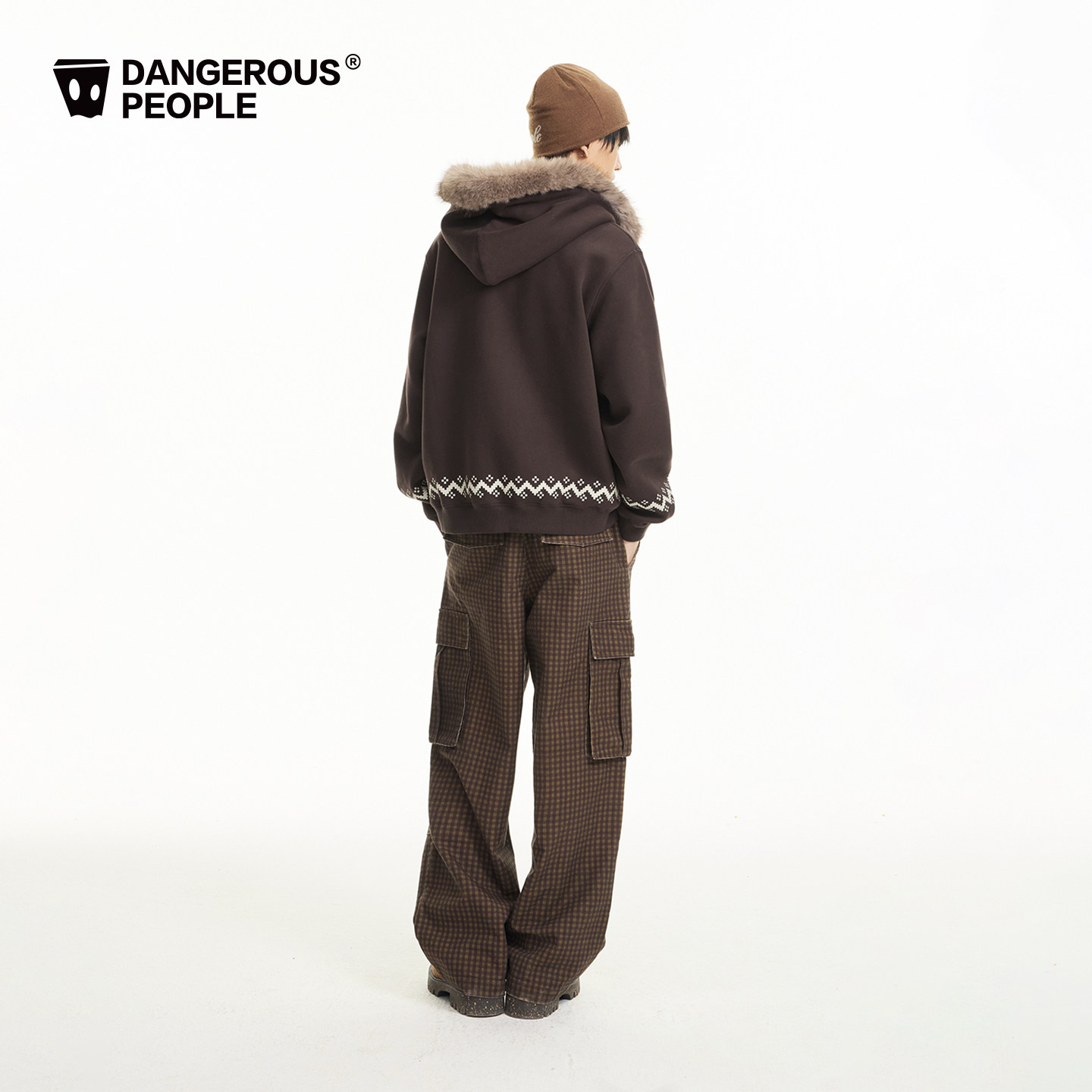 Dangerouspeople薛之谦dsp民族风小马毛领连帽卫衣加绒开衫外套 - 图3