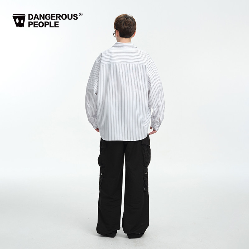 Dangerouspeople薛之谦dsp美式街头风条纹涂鸦印花宽松百搭潮衬衫,淘宝优惠券,粉丝福利购,淘宝优惠卷