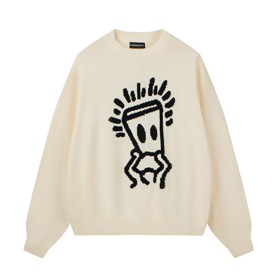 Свободный свитер, ленивый модный вязаный свитер.