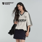 Летняя ретро спортивная футболка с коротким рукавом, комплект, свободный крой, V-образный вырез