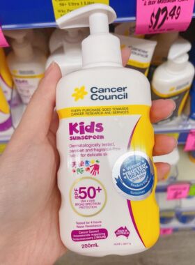 澳洲直采直邮Cancer Council国名防晒霜儿童款SPF50+防水无香