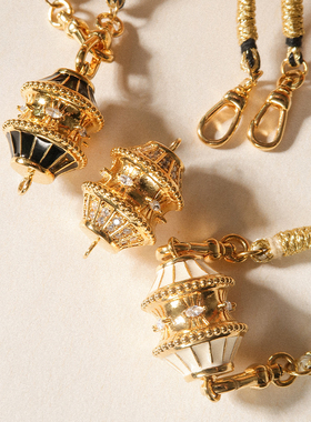 MYABAY黑金珐琅转运珠吊坠项链