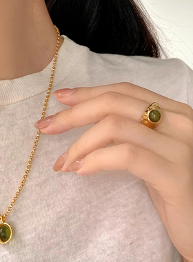 gemisland绿橄榄石英石戒指戒指