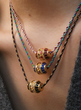 MYABAY镀金彩色编织叠戴锁骨链