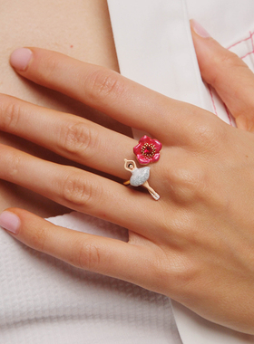 Les Nereides芭蕾女孩迷你系列 芭蕾女孩与菟葵花 可调节戒指百搭