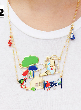 N2小红帽系列故事场景双排项链