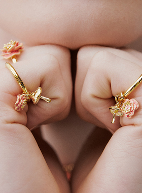 Les Nereides漫步巴比松系列 粉色银莲花与蘑菇 戒指