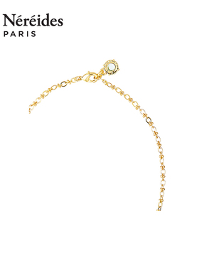 天蓝色心形宝石法式复古吊坠项链