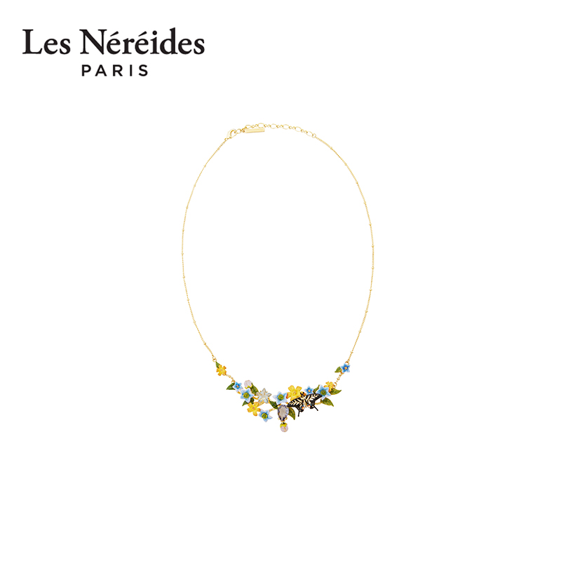 Les Nereides茄梦茉语系列 蝴蝶、茉莉花与星钻 项链
