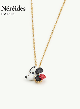 Les Nereides爱护小动物系列 斑点狗与红玫瑰 项链