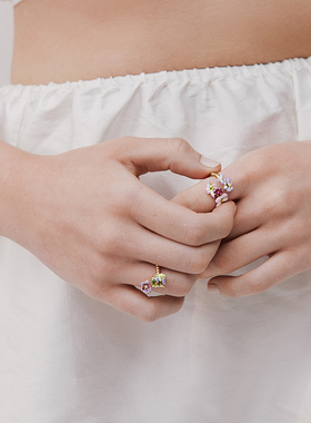 Les Nereides蒙马特1900系列 紫色铁线莲 可调节戒指