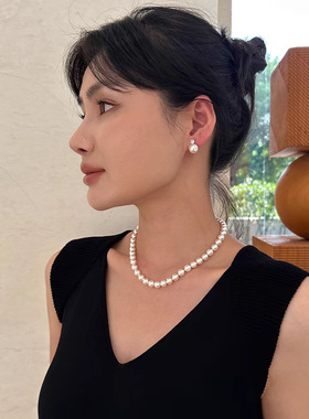 法国gentle mottos999银极光镜面仿天女戴妃珍珠耳钉轻奢法式高级