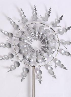 跨境金属旋转风车创意独立风车户外花园庭院铁艺地插装饰工艺品