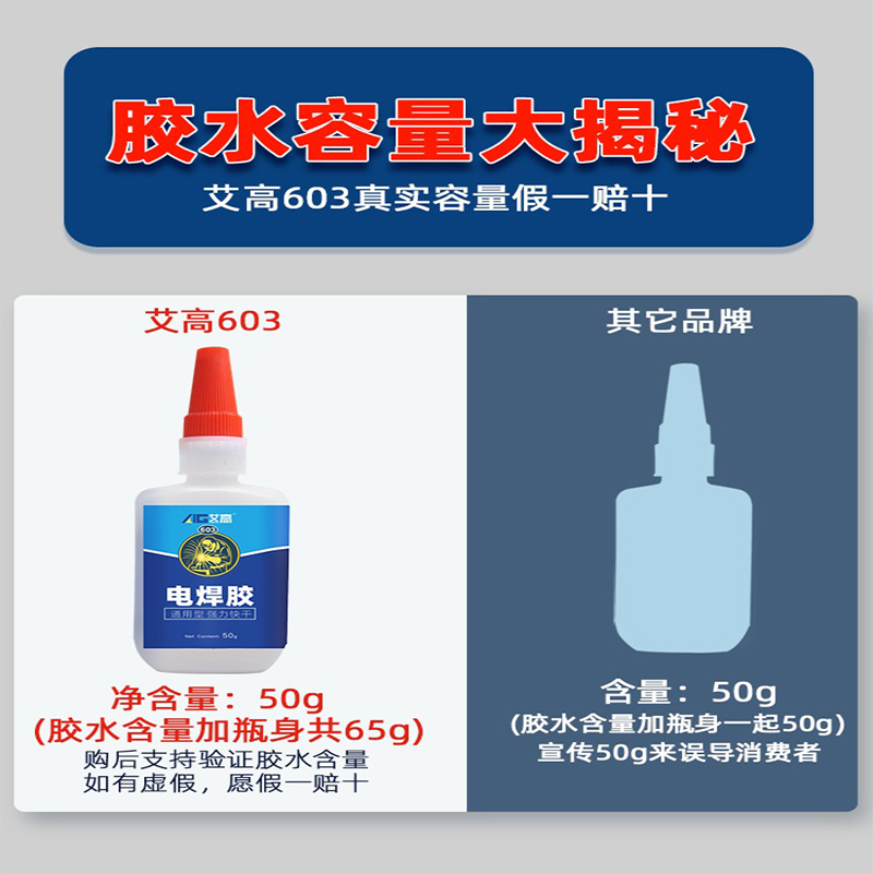 艾高603电焊胶603工业级50G10支50支100支200支500支万能强力胶水 - 图3