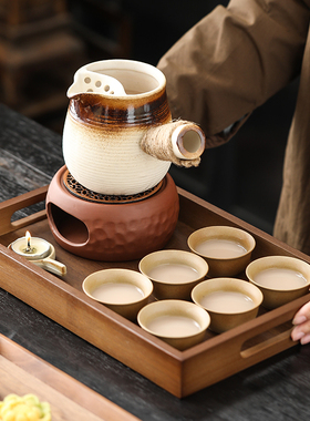 日式粗陶蜡烛加热焙茶提香炉