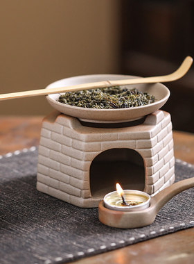 粗陶熏香烤茶炉套组加热温茶炉茶叶提香炒茶器烘焙茶瓦片暖茶烤炉