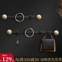 Free of perforated brass hooks into the door clothes hat rack wall-mounted wall Xuanguan hanging clothes hook bedroom door rear hook