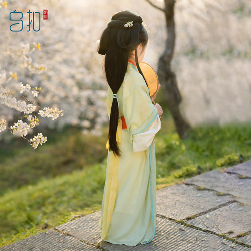 乌扣.南山 汉服女童战国袍春秋儿童中国风古风亲子直裾袍套装春季 - 图1