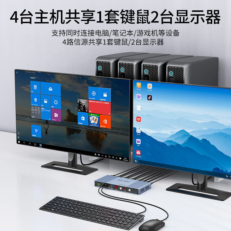 迈拓维矩 kvm切换器四进二出电脑显卡双屏扩展鼠标穿越4进2出4K高清键鼠共享器HDMI无缝矩阵不黑屏 MT-KH42