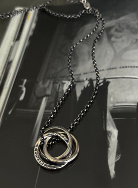 WM风格纯银三环戒指项链