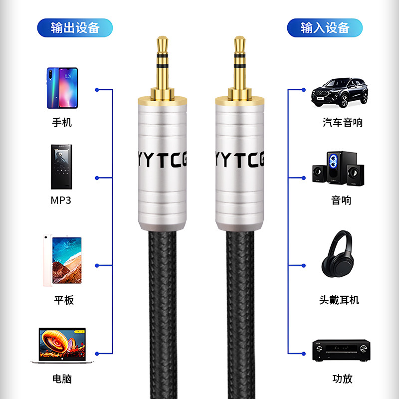 YYTCG 3.5MM公对公音频对录线强屏蔽发烧级HIFI音质耳机线声卡功放连接线手机耳放汽车电脑aux车载音箱音响线,淘宝优惠券,粉丝福利购,淘宝优惠卷
