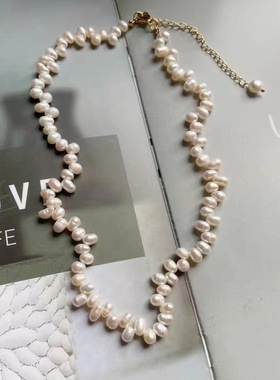 英国topwhitins博主温柔花瓣雨高级风不规则巴洛克珍珠项锁骨链