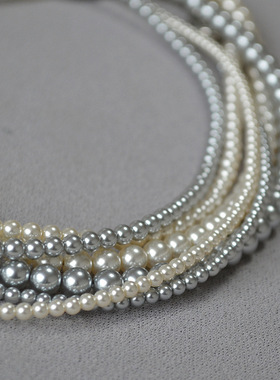 英国topwhitfever正圆仿施家水晶珍珠元宝扣项链优雅气质锁骨链