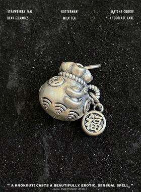 英国TopWhit福字袋子吊坠项链女简约百搭复古时尚转运钱袋百搭