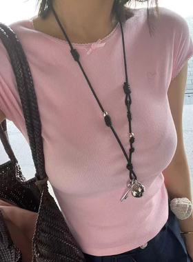 英国topwhit秋冬不规则毛衣链轻奢百搭博主毛衣配饰爱心锁链