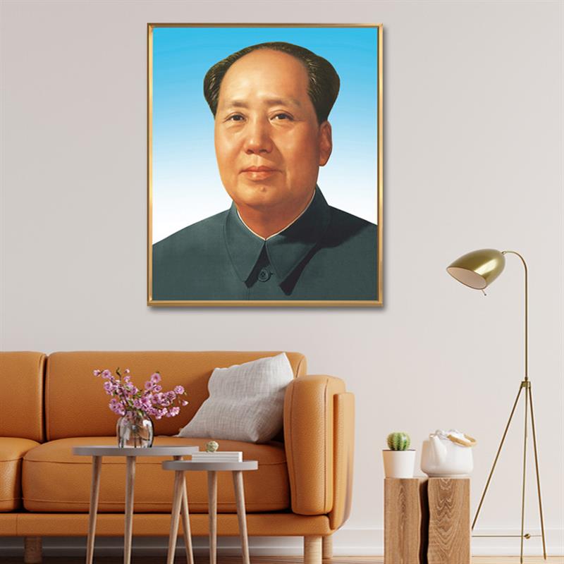 毛主像画像伟人像中堂墙画挂画中式客厅装饰画玄关铝W合金框壁挂