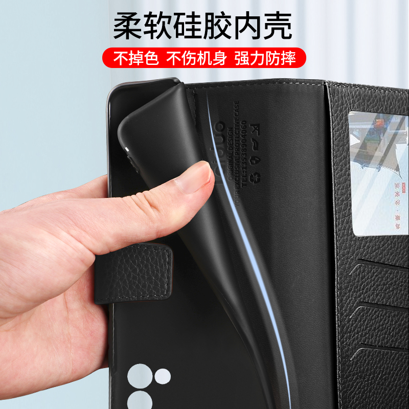 适用于opporeno5pro十手机壳Reno5pro真皮手机壳reno5/5K保护套5pro翻盖式皮套钱包插卡卡全包防摔壳5g商务男 - 图3