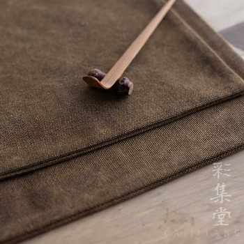 Caijitang retro dry-brewed tea mat wabi-sabi thickened washed canvas tea table cushion tea coffee table flag tea beds