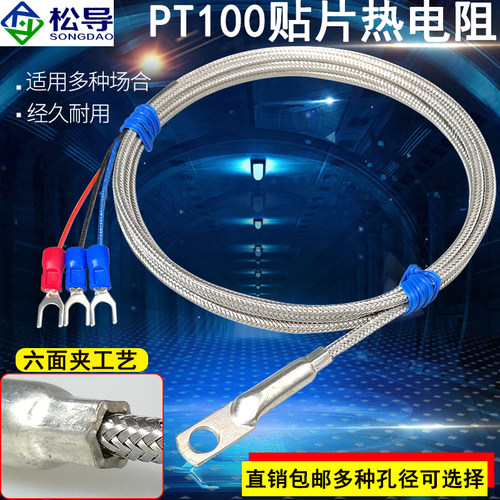 Pt100贴片式热电阻热电偶温度传感器表面端面垫片冷压鼻温度探头 - 图0