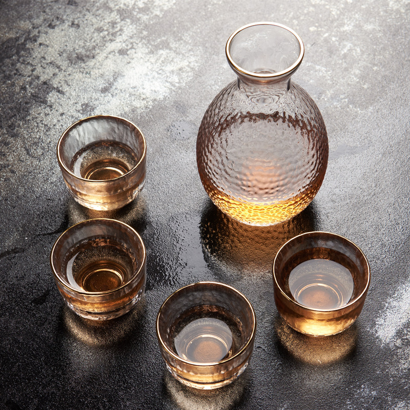 日式玻璃清酒杯套装日本清酒壶创意透明果酒杯家用喝白酒的小酒杯