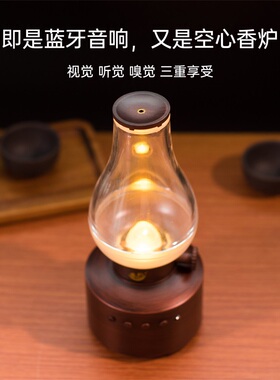 怀旧煤油灯音乐香炉中式倒流香熏香炉家用室内禅意古典蓝牙音乐机