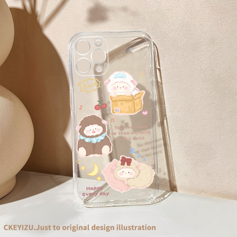 适用于苹果15手机壳plus硅胶iPhone14promax防摔ip13全包11/12mini新款xsmax透明7/8p软se3小羊卡通6sp超薄xr - 图0
