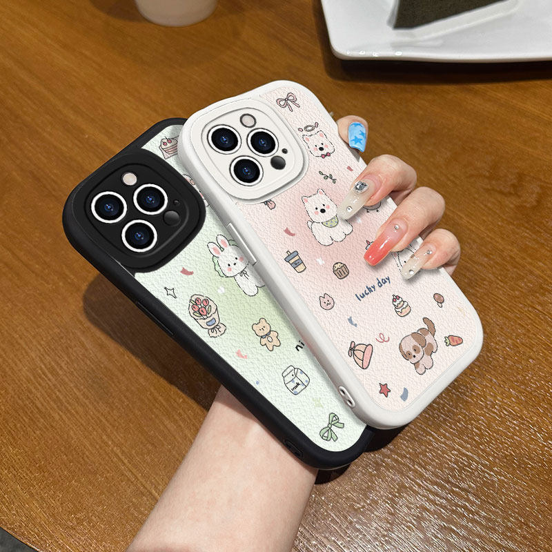 卡通可爱小狗适用于苹果16Promax手机壳15plus小羊皮14/13软硅胶12mini全包xr/xs防摔6sp高级7/8男女se2/3