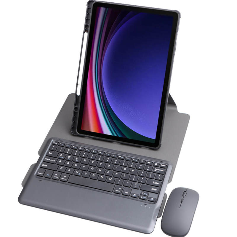 适用2024三星Galaxy Tab S10+保护套带笔槽蓝牙键盘鼠标12.4英寸平板电脑SM-X820/X826B全包软壳旋转横竖支架
