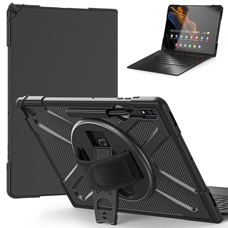 适用三星Tab S10Ultra保护套带笔槽可支持键盘S8/S9/Ultra平板电脑14.6寸SM-X920全包边软壳硅胶X926旋转支架