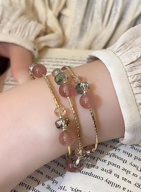多层几何水晶串珠手链女轻奢小众精致草莓晶手串2025年新款手饰品