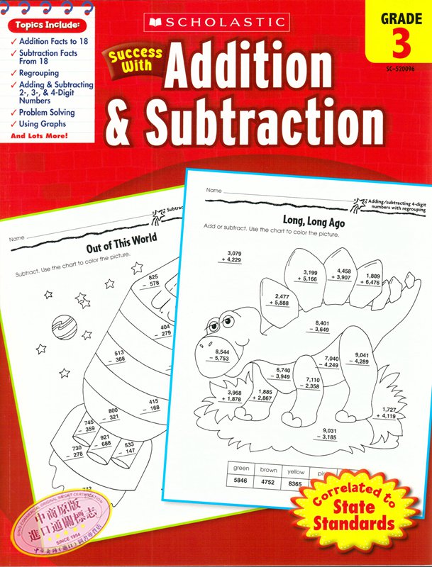 原版 学乐助你成功1-5级 5册练习册 Scholastic Success with Addition & Subtraction加减乘除法 数学练习册 课后附答案 - 图1