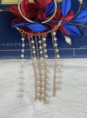 琯皖纯手工高雅缠花成品红色流苏发冠汉服成品古风发饰旗袍饰品