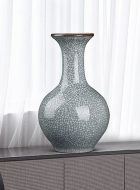 景德镇陶瓷花瓶官窑冰裂纹花瓶插花仿古家居客厅博古架装饰品摆件