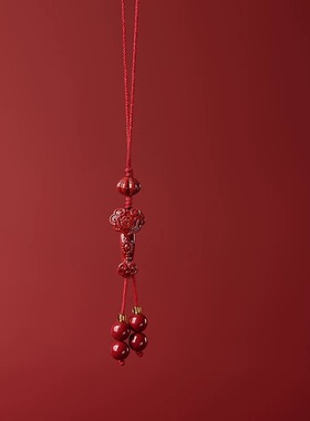 帝王砂朱砂莲花手机挂饰2025蛇年本命年转运吊坠貔貅手机链挂件