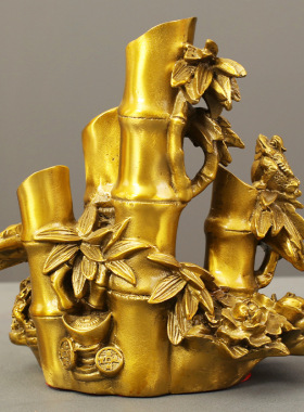 节节高升摆件家居客厅桌面装饰品玄关办公室书房黄铜摆饰送礼同事