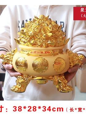绒沙金聚财聚宝盆摆件工艺品家居酒柜可存可取储钱罐乔迁开业礼物
