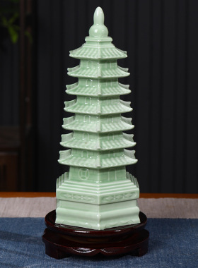 景德镇陶瓷器七层宝塔工艺品家居客厅电视柜装饰品办公室风水摆件
