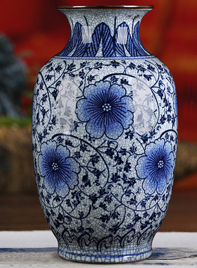 陶瓷青花瓷花瓶新中式仿古水培插花陶瓷花瓶家居玄关装饰品摆件